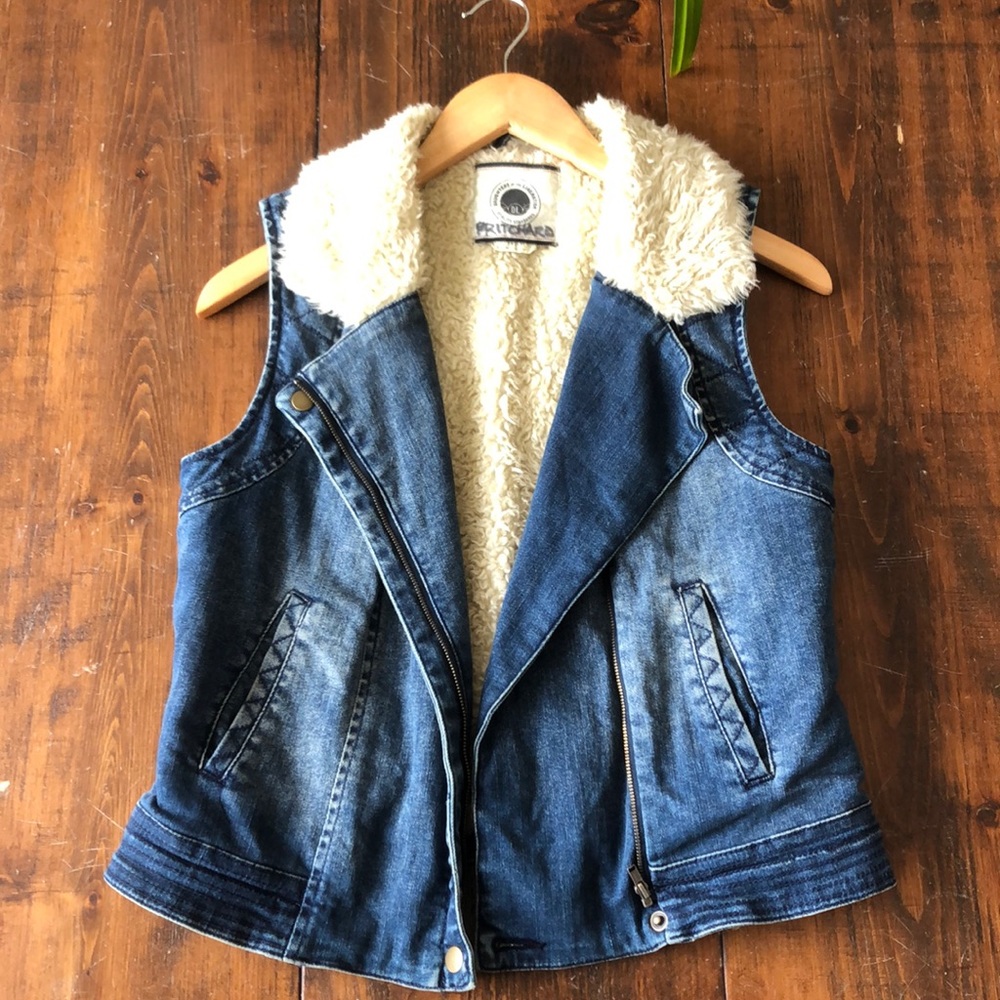 Vintage Denim Sherpa Vest | S Small